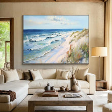 Load image into Gallery viewer, Hand - painted Coastal Beach Scene Acrylic Art for Nautical - Themed Dining Rooms LargeART1697