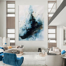 Load image into Gallery viewer, Delicate Black & Blue Abstract Art, Fit for Minimalist Bedroom & Artistic Study LargeART2306