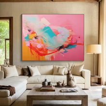 Load image into Gallery viewer, Vibrant Fusion Abstract Painting on Pink DKH502