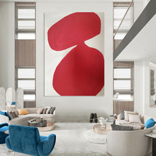 Load image into Gallery viewer, “Single Red Form” - Curved Red Abstract Shape Art, Abstract Painting on Canvas DKH1079