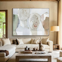 Load image into Gallery viewer, Hand - painted Generous - sized Collaged Neutral Figures Acrylic Art for Eclectic Home Offices LargeART1781