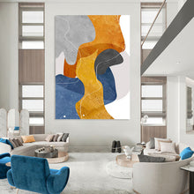 Load image into Gallery viewer, “Color - Blocked Abstract with White Lines” - Modern Abstract Art on Canvas DKH1550