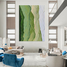 Load image into Gallery viewer, “Textured Green Layers” - Green Abstract Art on Canvas DKH1196