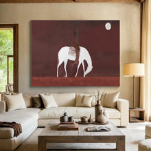 Load image into Gallery viewer, Minimalist Equestrian Painting on Canvas - “Moonlit Rider” DKH732