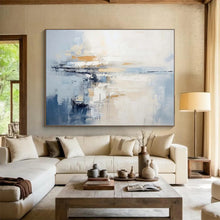 Load image into Gallery viewer, Minimalist Blue and Beige Seascape Abstract acrylic painting DLZ090