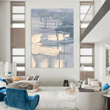 Load image into Gallery viewer, “Textured Blue and Beige Abstract” - Blue, Beige, Grey Abstract Art on Canvas DKH1292