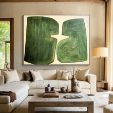Load image into Gallery viewer, Green - Shaped Abstract Painting on Canvas - “Organic Harmony” DKH620