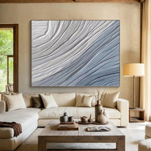 Load image into Gallery viewer, Grand Blue - Gray Wrinkled Textured Abstract Acrylic Decor for Spa & Waiting Room LargeART0387