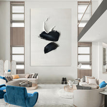 Load image into Gallery viewer, “Black and White Impasto Shapes” - Minimalist Textured Art on Canvas DKH1666