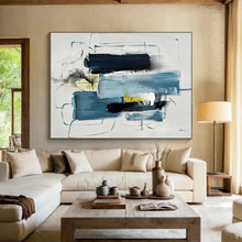Load image into Gallery viewer, Blue & Black Abstract - Modern Living Room Art LargeART1561