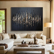 Load image into Gallery viewer, Textured Metallic Black Abstract Art for Edgy Home Office & Nightclub Lounge DKH097