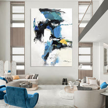 Load image into Gallery viewer, Blue & Black Dynamic Abstract Painting, Ideal for Modern Lounge & Artistic Office LargeART2085