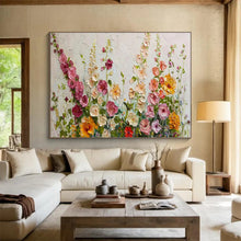 Load image into Gallery viewer, Mixed Floral Textured Abstract Painting on Canvas - “Garden Medley” DKH683