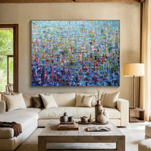 Load image into Gallery viewer, Hand - painted Oversized Blue Abstract Mosaic Acrylic Art for Modern Home Offices LargeART1796
