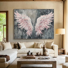 Load image into Gallery viewer, Pink Wings of Hope Hand-Painted Abstract Acrylic Art for Teen’s Room Inspiration LargeART1618