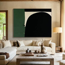 Load image into Gallery viewer, Black, White, and Green Geometric Acrylic Art - Perfect for Modernist Hallway & Minimalist Gallery LargeART0651