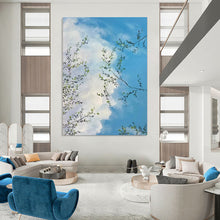 Load image into Gallery viewer, Blue Sky & Green Branches Abstract, Ideal for Light - Filled Breakfast Nook & Nature - Inspired Home Office LargeART1986
