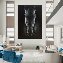 Load image into Gallery viewer, Dramatic Abstract Painting, Monochromatic Horse Art for Library & Man Cave LargeART2177