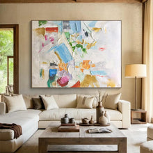 Load image into Gallery viewer, Large Colorful Textured White Abstract - Ideal for Luxury Home Gallery & High - End Design Showroom LargeART0730