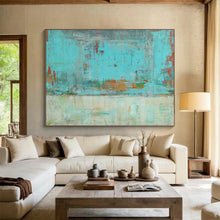 Load image into Gallery viewer, Turquoise & Rust Abstract - Vibrant Living Room Art LargeART1583