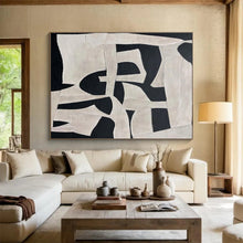 Load image into Gallery viewer, Black - and - White Geometric Abstract Painting for Modern Office & Minimalist Living Room DKH091