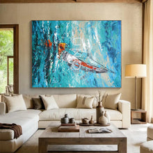 Load image into Gallery viewer, Impasto Sailing Adventure Art for Nautical Beach House & Coastal Restaurant LargeART0915