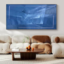Load image into Gallery viewer, Blue Geometric Abstract Canvas Painting, Ideal for Modern Gallery Wall & Sleek Office LargeART1322
