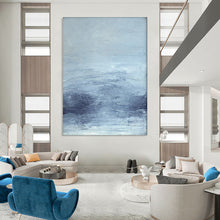 Load image into Gallery viewer, Monochromatic Blue Abstract Landscape, Ideal for Cool - Toned Bedroom & Calm Office LargeART1962