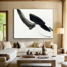 Load image into Gallery viewer, Black - White Swirl “Dynamic Abstract” Painting on Canvas, Energetic Modern Art DKH910