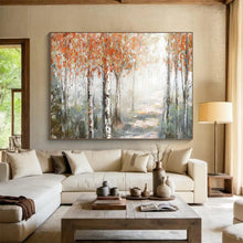 Load image into Gallery viewer, “Autumn Birch Forest Path” - Misty Forest Abstract Acrylic, Great for Bedroom and Conservatory DLZ222
