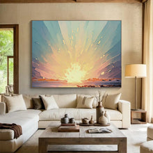 Load image into Gallery viewer, Radiant Sunset Burst Abstract Painting on Canvas - “Dawn’s Embrace” DKH665