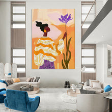 Load image into Gallery viewer, Colorful Abstract Figure & Flower Art, Ideal for Bohemian Living Room & Vibrant Sunroom LargeART2039
