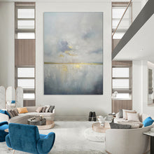 Load image into Gallery viewer, Grey & Gold Abstract Landscape Painting, Ideal for Minimalist Living Room & Serene Office LargeART1903