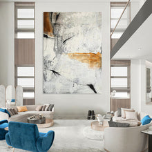 Load image into Gallery viewer, “Grey & Orange Abstract Texture” - Modern Impasto Art on Canvas DKH1457