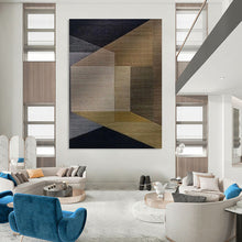 Load image into Gallery viewer, “Geometric Earth Tone Art” - Brown, Grey, Gold Abstract Art on Canvas DKH1134