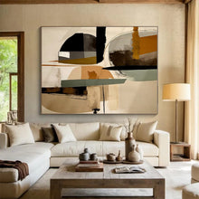 Load image into Gallery viewer, Custom Large Geometric Neutral Abstract - Ideal for Minimalist Office & Contemporary Art Library LargeART0753