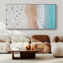 Load image into Gallery viewer, Vibrant Beach Aerial View Abstract Canvas Painting, Great for Family Room & Vacation Rental Lobby LargeART1131