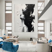 Load image into Gallery viewer, Monochrome Textured Abstract Painting, Ideal for Modern Bedroom & Art Gallery Corner LargeART2143