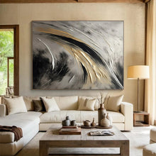 Load image into Gallery viewer, Gold - Silver - Black Flow Acrylic Art for Luxury Bedroom & Hotel Lobby LargeART0834