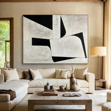 Load image into Gallery viewer, Black and White Geometric Forms Acrylic Art - Perfect for Minimalist Hallway & Contemporary Office LargeART0671