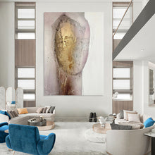 Load image into Gallery viewer, Mixed - Media Abstract Figure Art, Gold - Accented Textured Painting for Luxury Bedroom & Sophisticated Lounge LargeART2222