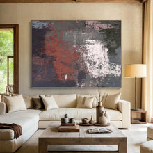 Load image into Gallery viewer, Oversized Gray - Red Textured Abstract Acrylic Art for Industrial Loft & Modern Office LargeART0419