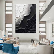 Load image into Gallery viewer, “Black & White Textured Layers” - Minimalist Impasto Art on Canvas DKH1475
