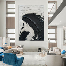 Load image into Gallery viewer, “Bold Contrast Swirl” – Thick black and white impasto, large swirling motion, deep texture DTP389