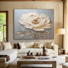Load image into Gallery viewer, Textured White Flower Large - scale acrylic painting DLZ175