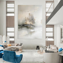 Load image into Gallery viewer, “Serene Grey Landscape” - Grey, White Abstract Landscape on Canvas DKH1190