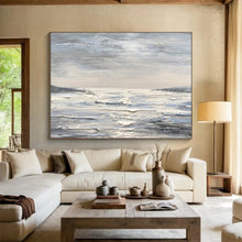 Load image into Gallery viewer, Monochrome Seascape Abstract Painting on Canvas - “Gray - Toned Tranquility” DKH630
