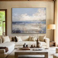 Load image into Gallery viewer, Coastal Abstract Painting with Soft Blues On Canvas for Beach House Dining Room & Relaxation Corner DKH337