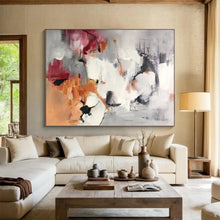 Load image into Gallery viewer, Massive Gray - Orange Abstract Fusion Acrylic for Art - Loving Lounge LargeART0300