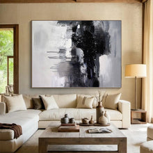 Load image into Gallery viewer, Grand Black - White Monochrome Drip Abstract Acrylic Art for Gallery Wall & Executive Office LargeART0376